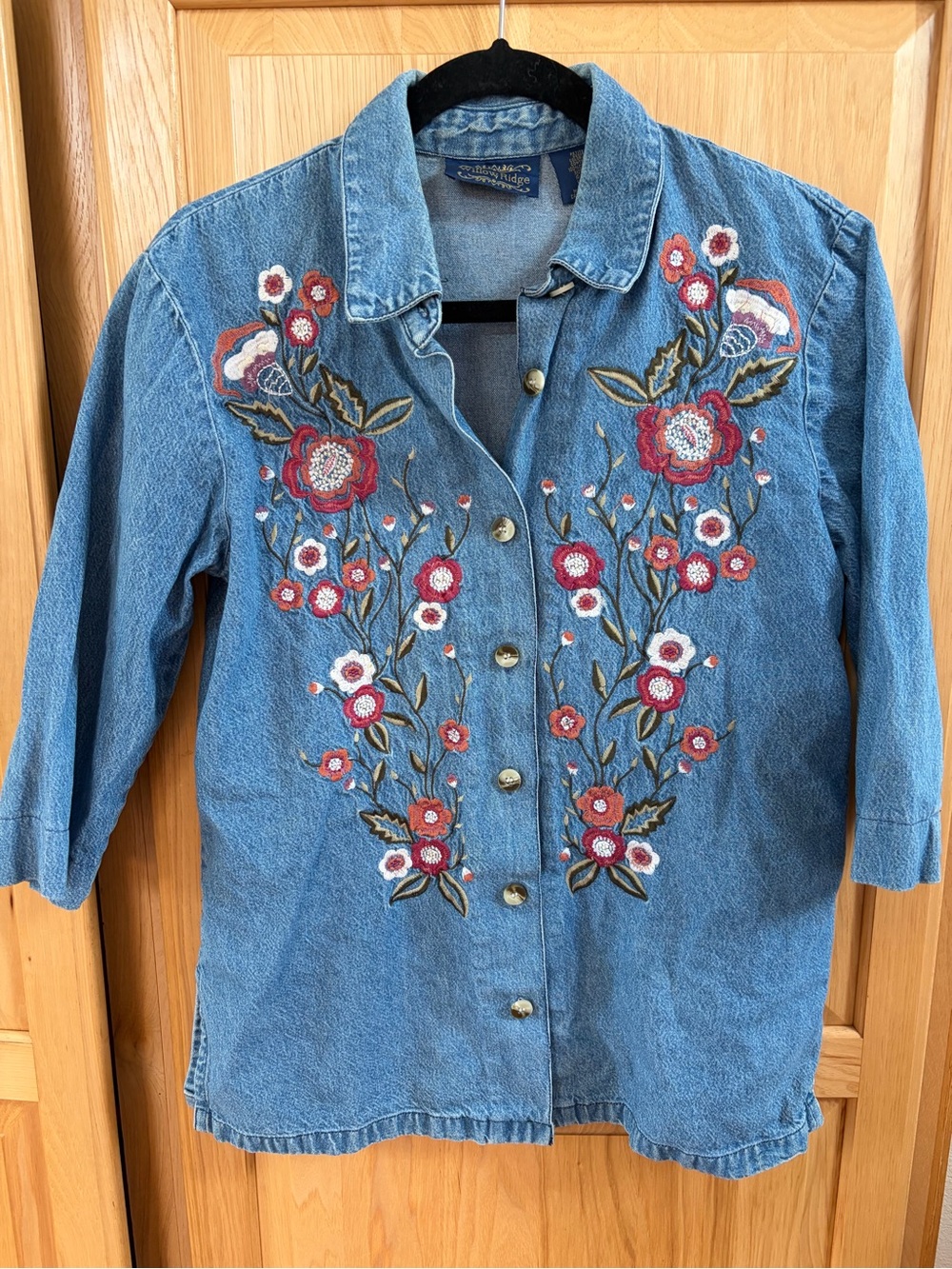 Willow Ridge Blue Denim Jacket with Gold Embroidered Label